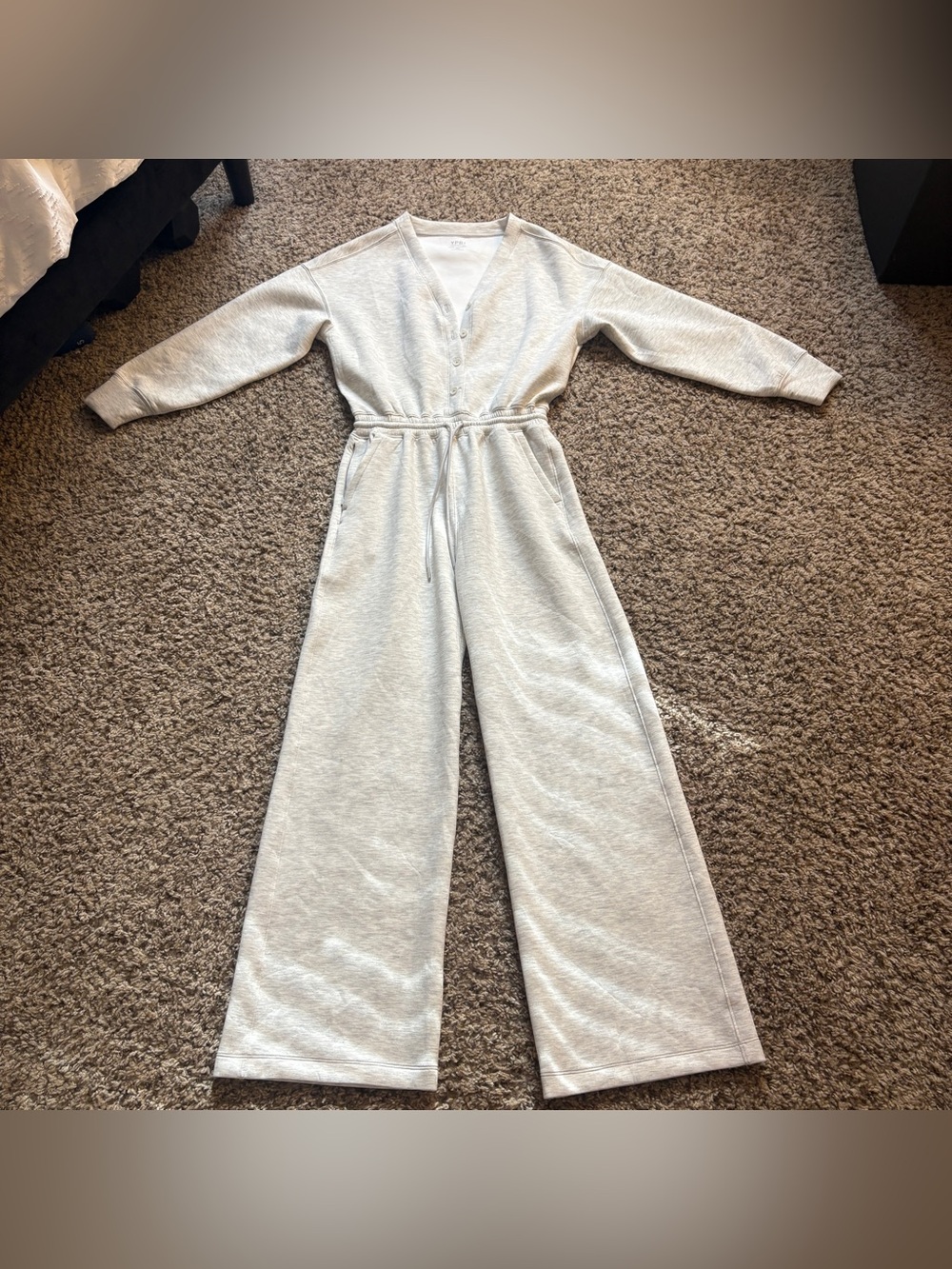 Abercrombie & Fitch YPB Light Gray Collared Button Jumpsuit Size XS